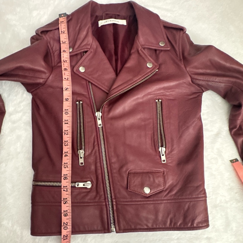 n nicholas Moto leather jacket burgundy maroon color/ New - Picture 3 of 10
